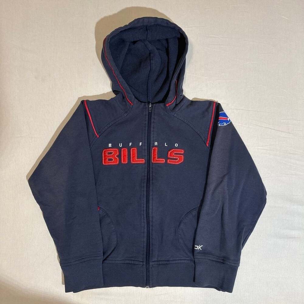 Reebok NFL Team Apparel Buffalo Bills Girls ZipUp Hoodie Navy Blue Size Large 14